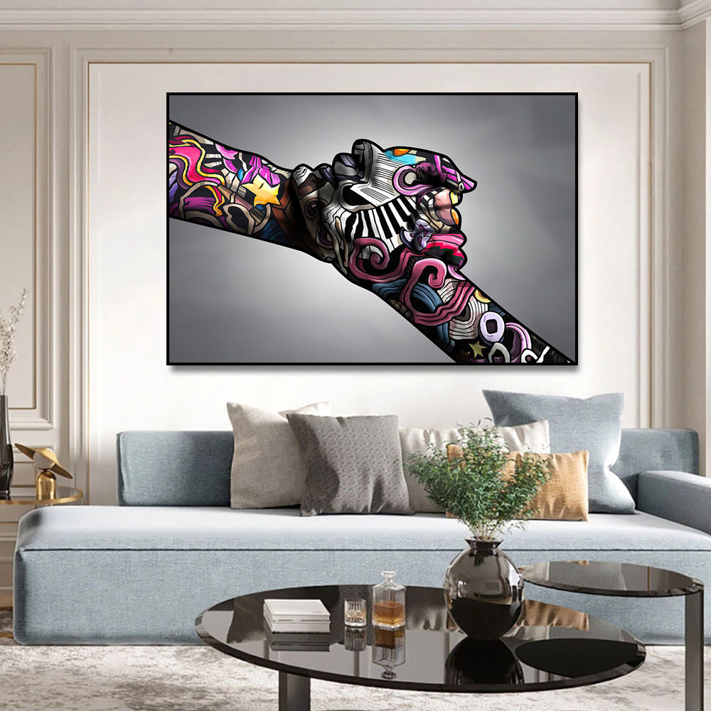 Hot Graffiti Art Hands Heart Gesture Painting on Canvas Wall Art Posters Prints