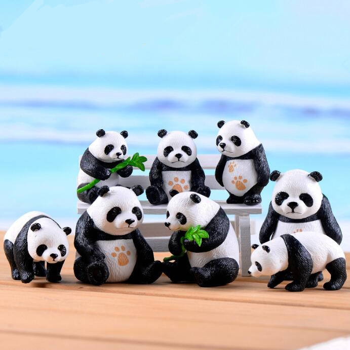 Giant Panda Landscape Bonsai Figurine PVC Plastic Crafts Cartoon Animal Home Doll Garden