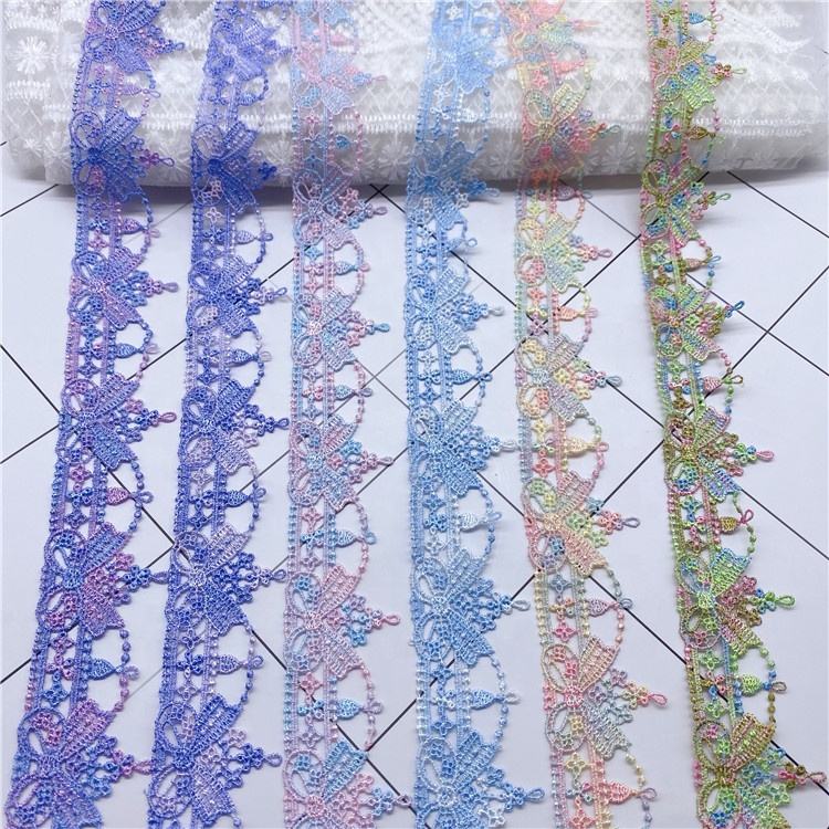 Rainbow Lace Bow Single Side Polyester Barcode Can Be Worn Ribbon Color Wedding Accessories Color Water Soluble Lace