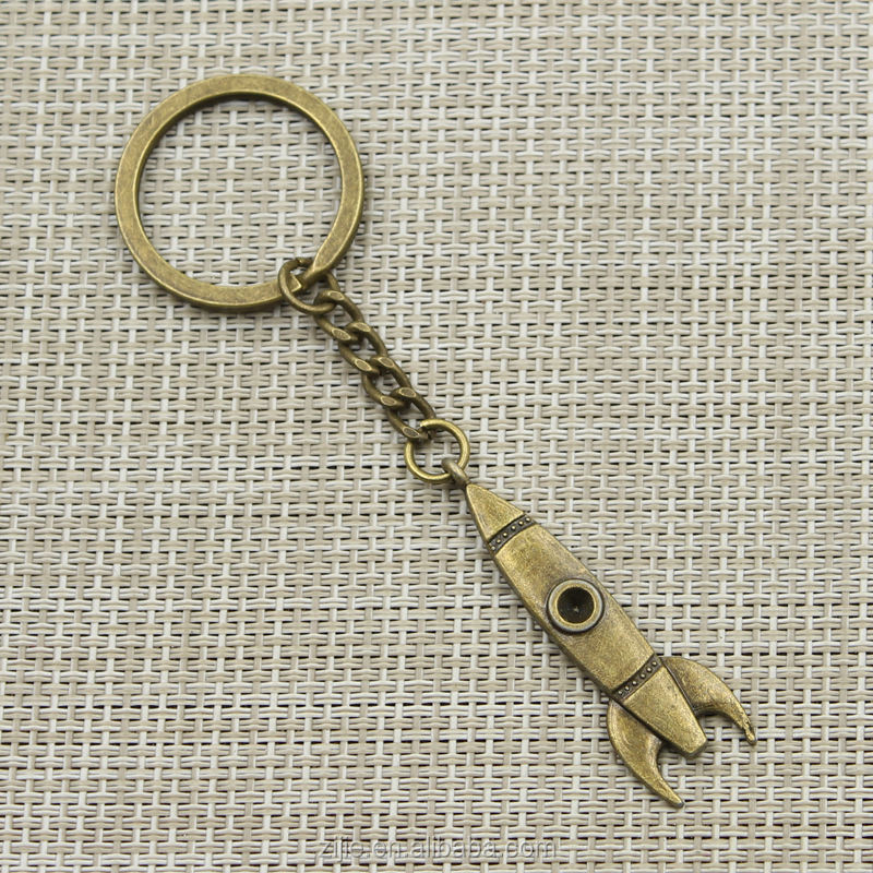 Wholesale Custom Charms Keychain/vintage Zinc Alloy Rocket Shape Key Holder Bronze Keychain