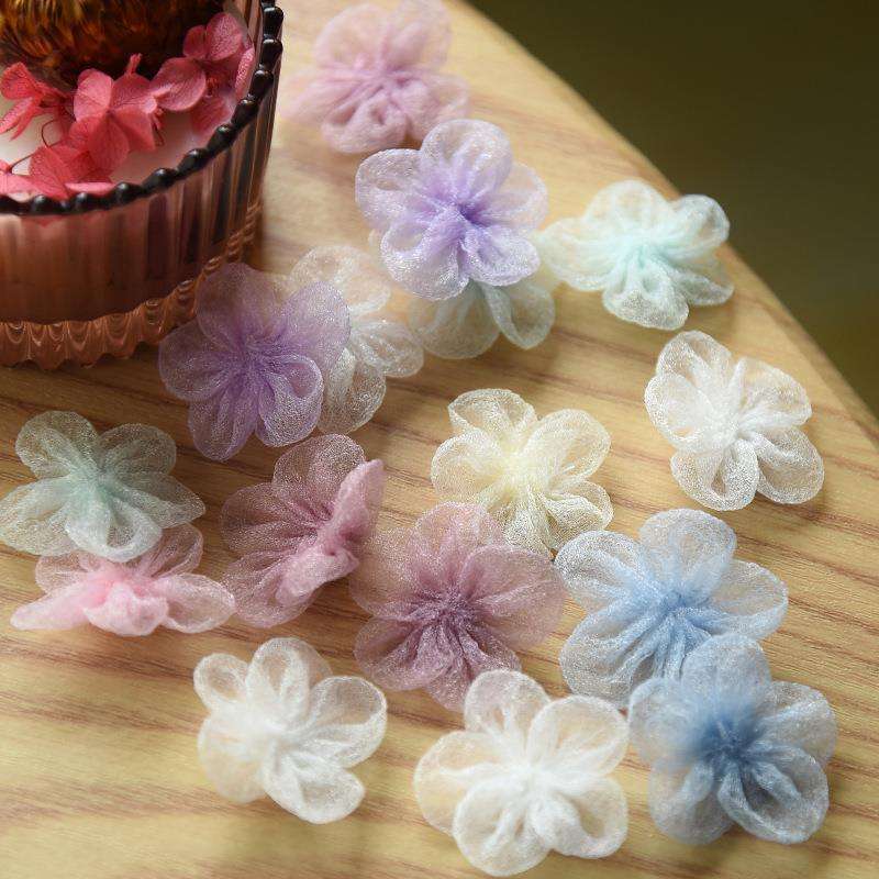 Diy Fabric 5 Gauze Flower Hair Clip Accessories Handmade Small Flower Accessories Clothing Accessories
